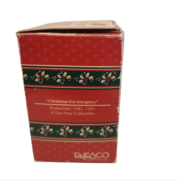 Vintage Enesco Red Christmas Eve-mergency Toy Car Over Light Ornament Santa Elf - Picture 5 of 11